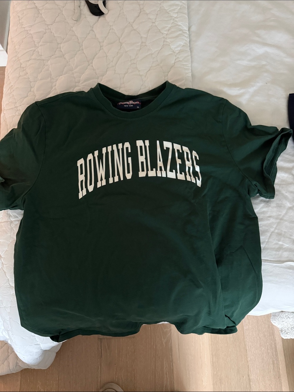 Rowing Blazers Forest Green Crewneck Tee with White Arch Logo